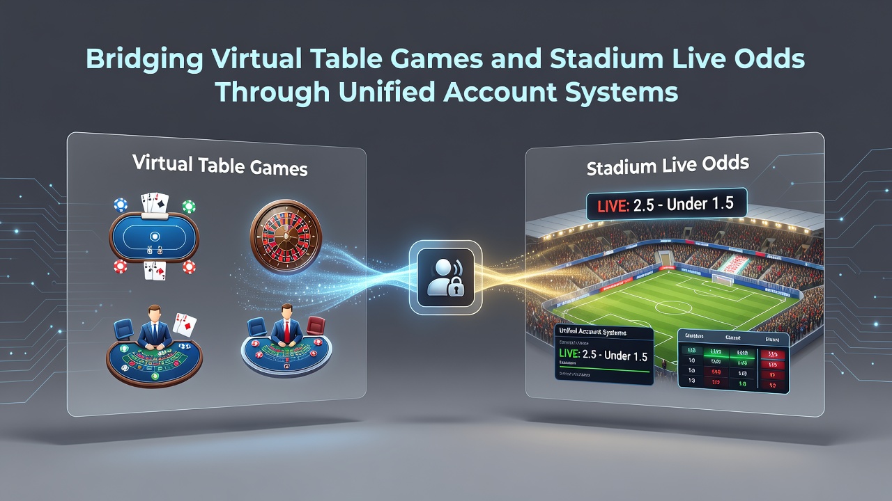 Stadium concourse with fans using mobile devices to access unified betting accounts during live event
