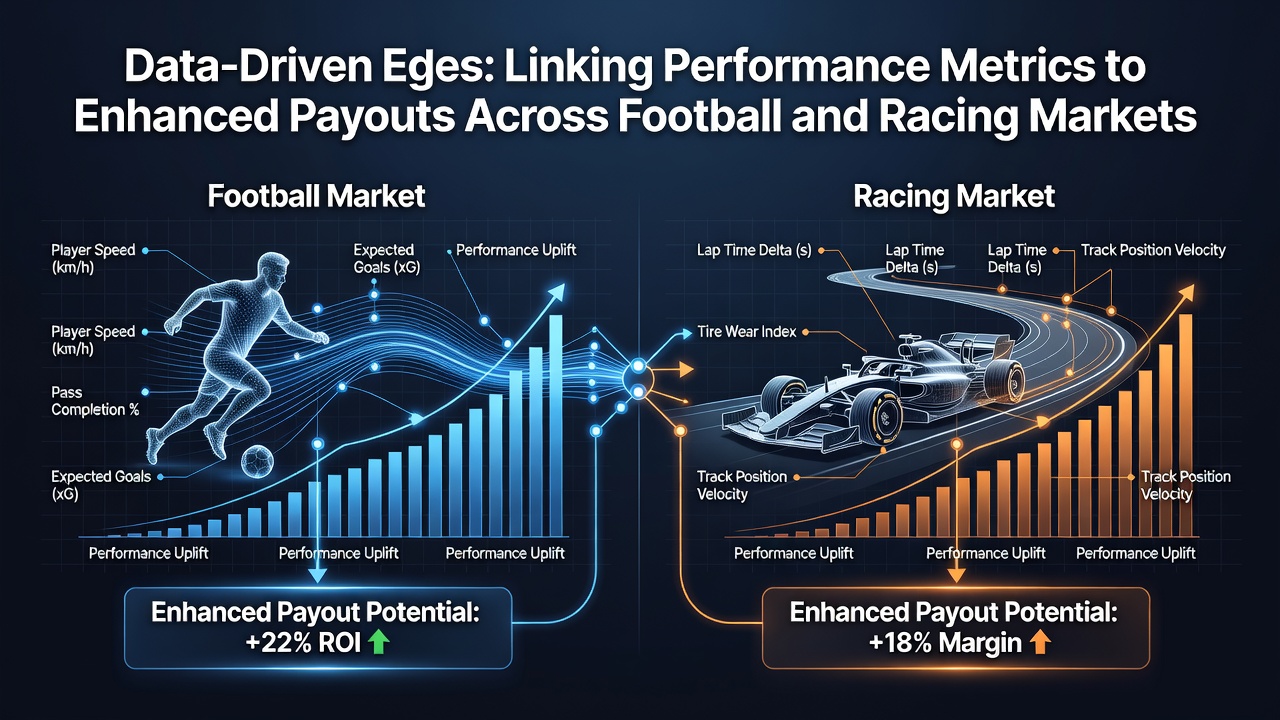 Infographic comparing football expected goals data with horse racing sectional timing metrics for payout optimization
