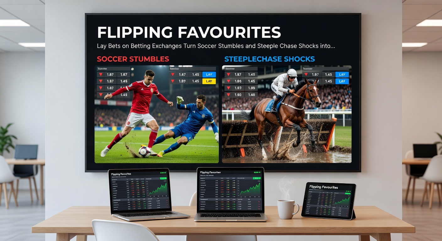 Dynamic chart of lay bet price drifts during a steeplechase upset and soccer underdog goal, illustrating profitable trading exits