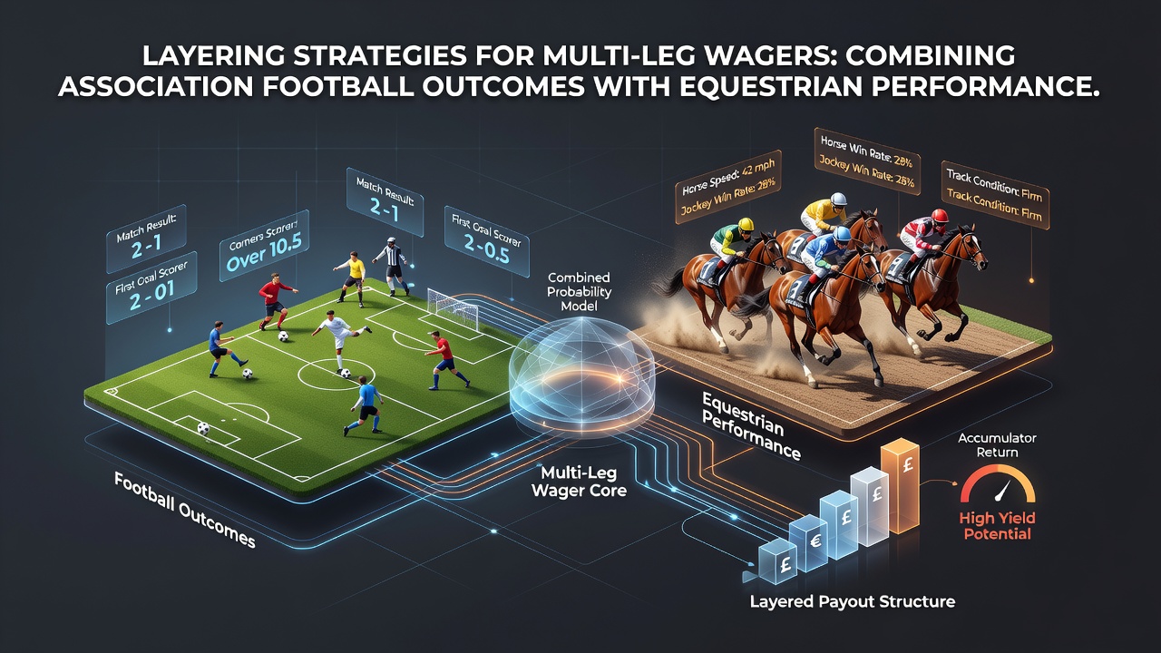 Close-up of mobile app interface showing combined football and horse racing bet builder wth real-time metrics