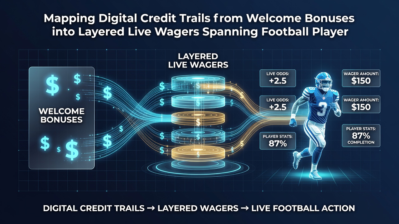 Mobile screen displaying layered bet structure combining football player props with horse racing exotics using bonus credits