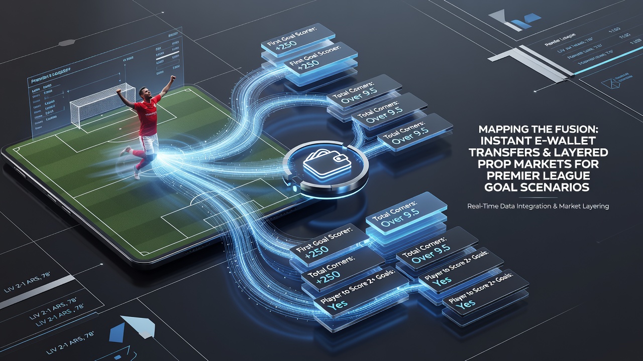 Close-up of adaptive mobile screen displaying layered prop bets for football goal scorers and racing exotics with e-wallet options