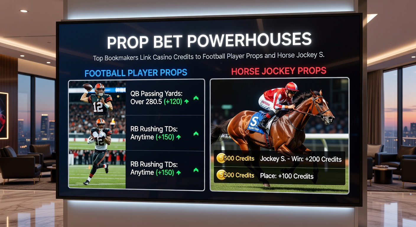 Close-up of horse jockey specials on an adaptive betting app, showing casino credit integration for race props