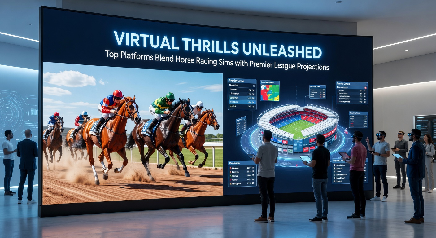 Close-up view of a betting app displaying simultaneous virtual horse race results and Premier League projection odds for an upcoming match