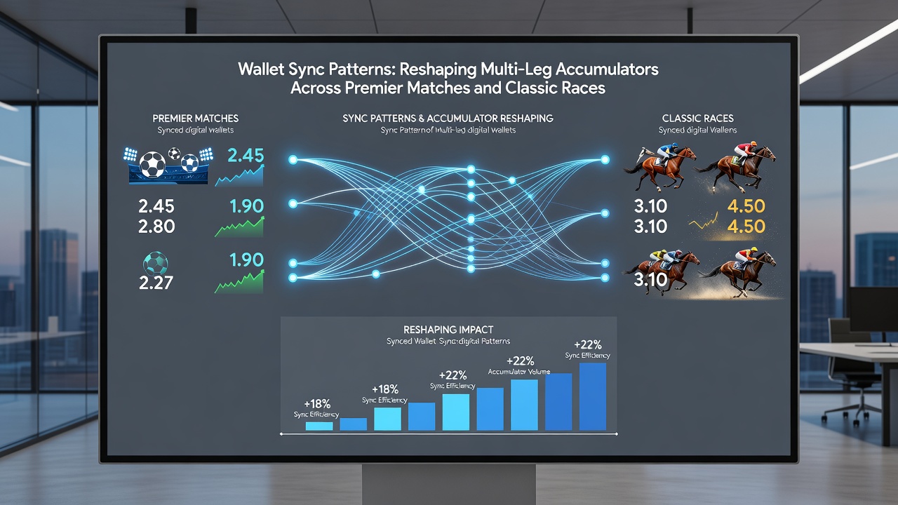 Bettors reviewing synchronized wallet data alongside accumulator slips for football and racing events